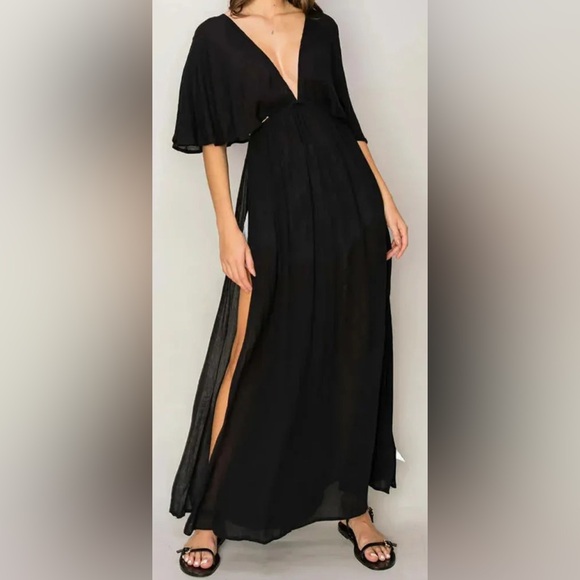 Hyfve Ethereal Plunging V-Neck Maxi Kimono Coverup Dress - NWOT - Size L - Picture 1 of 13